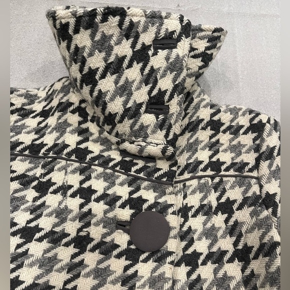 [M]Soia & Kyo Black and White Wool Blend Houndstooth Pea Coat - Picture 9 of 10